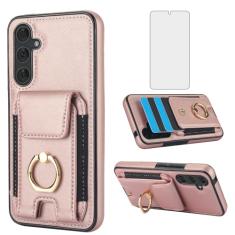 Asuwish Capa de telefone para Samsung Galaxy A54 5G com protetor de tela de vidro temperado capa carteira e suporte de anel fino suporte de cartão acessórios de celular de couro A545G A 54 54A 4G G5