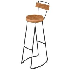 Banqueta Alta Cozinha Estrutura Aço Mahal D01 Peroba Rosa