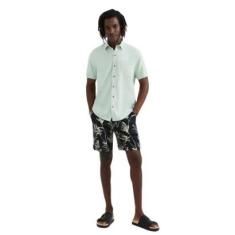 Camisa Hering Masculina Manga Curta Slim Em Linho-Masculino