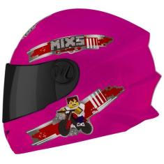 Capacete Fechado Mixs Start Infantil Blocks, ROSA, 54