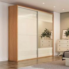 Roupeiro Casal Com 02 Portas 2,23m 100% MDF - Dalla Costa, Freijó/Off 