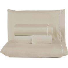 Jogo De Lençol Queen Top Line 180 Fios 4 Peças - Caqui