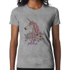 Baby Look Plena Unicórnio - Foca na Moda, Cinza, M