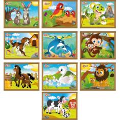 Quebra-Cabeça Animais e Filhotes Carlu Brinquedos