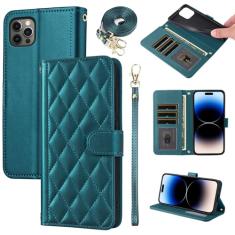 Furiet Capa carteira para iPhone 15 Pro Max de 6,7 polegadas com alça de ombro, vários compartimentos para cartões, capa de telefone com suporte de couro PU para iPhone15promax 5G i Phone15Max Plus