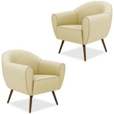 Kit 02 Poltronas Decorativas com Pés Palito Nina Corano C-26 - Lyam De
