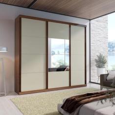 Guarda-Roupa ECO 01 Esp 100% MDF 3 Portas 4 Gav Bom Pastor, Amêndoa/Of