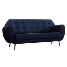 Sofá 3 Lugares Beegees Velosuede Azul Marinho