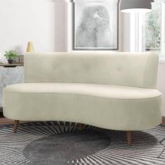 Sofá Living 2 Lugares 160cm Aang Pés Palito Veludo Bege G33 - Gran Belo