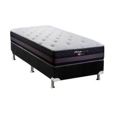 Cama Box Solteiro: Colchão Molas Herval Maxspring Málaga + Base CRC Suede Black(88x188)