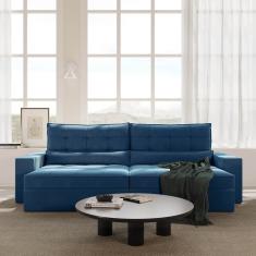 Sofá Retrátil e Reclinável 4 Lugares 290cm Embaúba Extra Cabecasa Madeiramadeira Azul Diamante