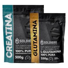 Kit: Creatina Monohidratada 500g + Glutamina 250g - 100% Pura Importada - Soldiers Nutrition