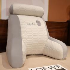 Travesseiro de leitura grande - encosto de leitura com travesseiro de pescoço, travesseiros de cama de espuma viscoelástica para sentar na cama com braços e bolsos, travesseiro de sofá para ler