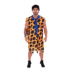 Fantasia Homem Das Cavernas Adulto Laranja, Roupa Cavernoso - Fantasia