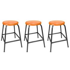 Kit 3 Bancos Banqueta Bar 55cm Empilhavel Para Lanchonete Mesa Cozinha