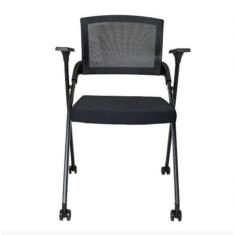 Cadeira De Escritório Universitária Home Office Dobrável Tela Mash Preta