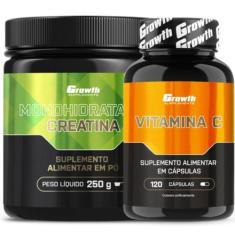 Creatina Pura 250g Monohidratada + Vitamina C 120 Caps Growth