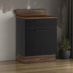 Balcão Cozinha em Aço 1 Porta Esquerda 1 Gaveta 65cm com Tampo Rodapé 