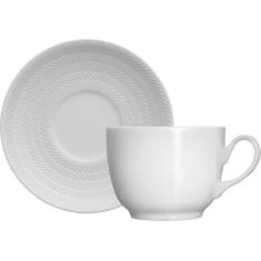 Kit 6 Xicaras C/P/Chá/Pé - Chevron Germer Branco