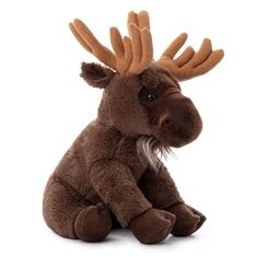 Bicho de pelúcia com alce, presente de zoológico para crianças, brinquedo de pelúcia para sentar de 30 cm