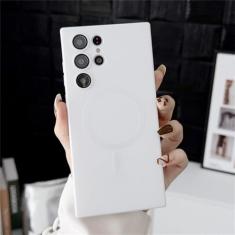 Capa de telefone magnética de silicone para Samsung S20 S21 FE S22 S23 Ultra Note 20 10 Plus à prova de choque proteção de câmera Cove, branca, para Samsung S21