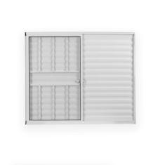 Janela de Alumínio Veneziana 100x150cm 4 Folhas com Grade sem Vidro Soft Plus MGM Branco Branco