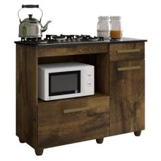 Balcão para Cooktop e Forno 2 Portas 1 Gaveta Violeta Ipê - Kaiki Móveis