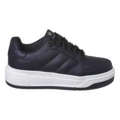 Tênis Feminino Flatform Vanscy Sneaker Retrô Cano Baixo Preto-Feminino