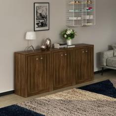 Kit 3 Balcões Me4103 com 6 Portas e Prateleira Nogal