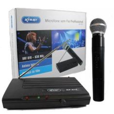 Microfone Sem Fio Uhf Wireless Bivolt Karaokê Pro Kp-910 - steel