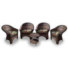 Conjunto de Poltronas Fibra Sintética Bali - 4 Poltronas + 1 Mesa Cent