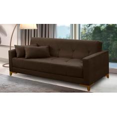 Sofá Cama 3 lugares 2,00m Aurora Suede Marrom Adonai Estofados