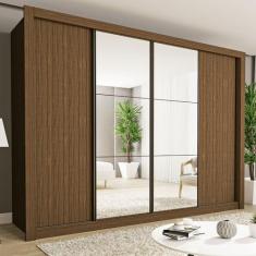 Guarda-Roupa Casal Firenze 4 Portas 4 Gavetas Freijó - Minastex, Marro