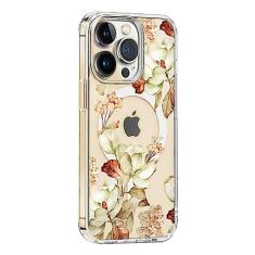 KELUOAS Capa para iPhone 11 Pro Magsafe, floral, fina, à prova de choque, protetora, rígida, PC+TPU bumper flor feminina capa magnética