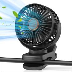 ASNUG Mini ventilador de clipe portátil, ventilador de mesa USB pequeno recarregável de 3 velocidades com fluxo de ar forte, ventilador pessoal operado por bateria, ventilador de mesa ajustável de