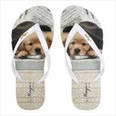 Chinelo Pet Feminino Cachorrinho com Chapéu, Magicc, 37/38