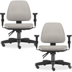 Kit 02 Cadeiras de Escritório Giratória Executiva Ergonômica Sky Suede
