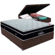 Cama Box Baú e Colchão Elegant Molas Ensacadas King Ortobom,  Marrom