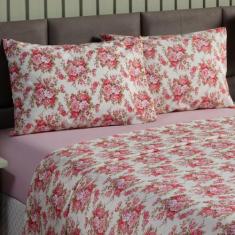 Jogo de Lençol Queen Size 4 Peças com Elástico Cama 180 Fios Estampado