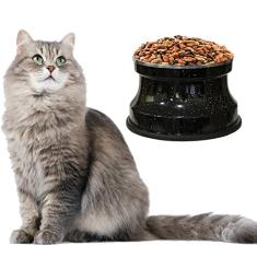 Comedouro Alto para Gatos em Alumínio Preto Pigmentado