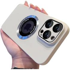 Doulings Série magnética projetada para capa de iPhone, [compatível com MagSafe] [proteção contra quedas militares e corpo inteiro], capa à prova de choque com logotipo fosco de luxo (branca, iPhone