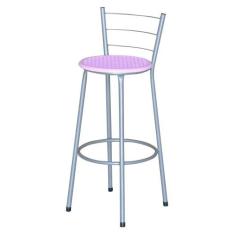 Banqueta Alta Assento Ratan Cinza Retro - Lamar Design, Lilás