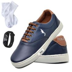 Combo Infantil Juvenil Tênis Masculino Preto com Relógio Digital e Mei