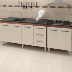 Balcao Pia 160cm E Cooktop 5 Bocas Savana Off White Mobbs Savana Off White