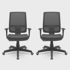 Kit 2 Cadeiras para Escritório Ergonômica Presidente Brizza Nr17 Plaxmetal