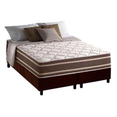Conjunto Box Queen: Colchão Molas Anjos Superlastic Duo Sono Double Face + Base Crc Suede Brown(158x198)