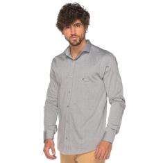 Camisa Social Manga Longa Slim Algodão Trabalhado Moderna