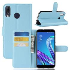 Capa ASUS Zenfone MAX M1 ZB555KL, capa carteira flip de couro PU premium com compartimento para cartão, suporte e fecho magnético [capa interior TPU à prova de choque] compatível com ASUS MAX M1