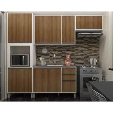Cozinha Completa Modulada 4 Peças com Nicho Microondas, Armários e Bal