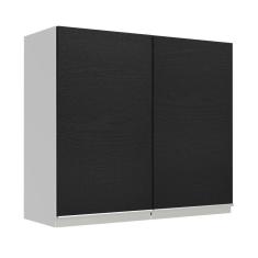Armário Aéreo 70 Cm 2 Portas Branco/preto Glamy Madesa Branco/preto